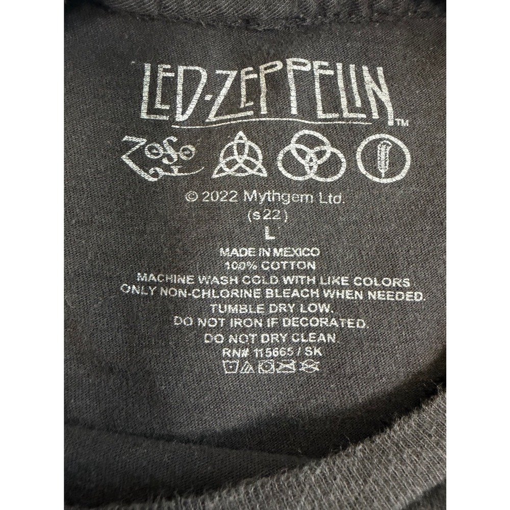 Led Zeppelin Graphic T-Shirt Mens Large Black Cotton 1977 US Tour Rock Band Tee - Picture 3 of 10